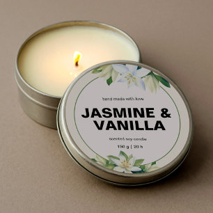 Elegant Warm Milky Creamy Botanic Candle Labels Runder Aufkleber