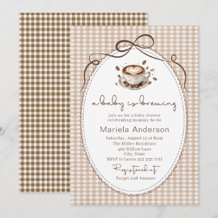 Elegant Wasserfarbe ein Baby braut Kaffee Brawn Einladung