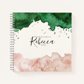 Elegant Watecolor Bridesmaid Personalize Notizbuch