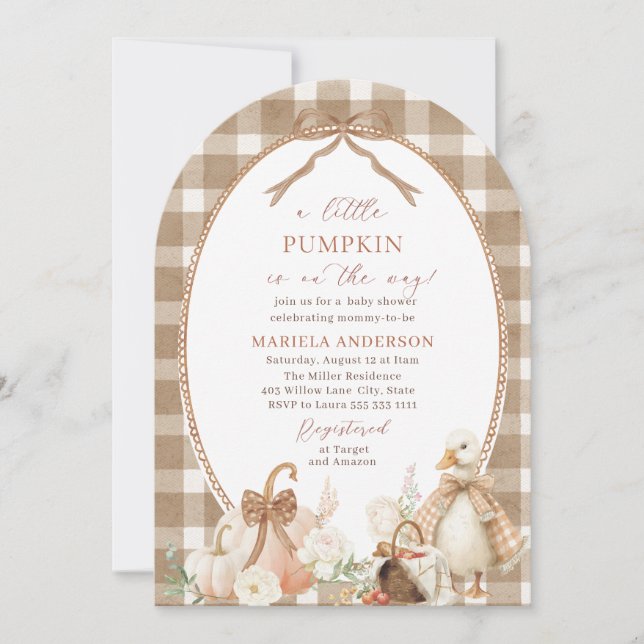Elegant Watercolor A  little pumpkin is Invitation (Devant)