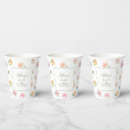 Elegant Watercolor Baby In Bloom Girl Baby Shower Pappbecher