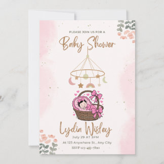 Elegant Watercolor Baby Shower Invitation wit Einladung