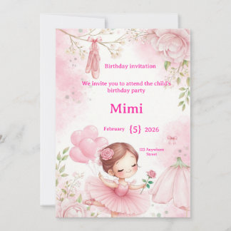 Elegant Watercolor Ballerina Birthday In Einladung