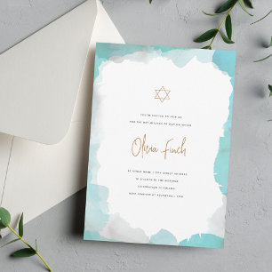 Elegant Watercolor Bat Mitzvah Einladung