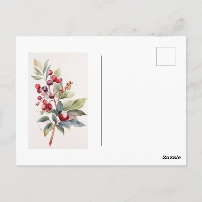 Elegant Watercolor Berry Postkarte (Rückseite)