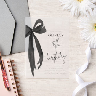 Elegant Watercolor Black Bow 16. Geburtstagsparty