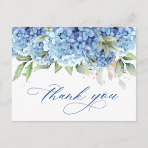 Elegant Watercolor Blue Hydrangea Einfach Danke Postkarte