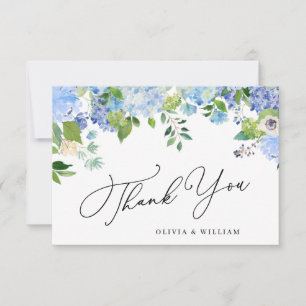Elegant Watercolor Blue Hydrangea Floral Dankeskarte