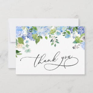 Elegant Watercolor Blue Hydrangea Floral Dankeskarte