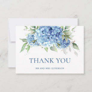 Elegant Watercolor Blue Hydrangea Floral Dankeskarte