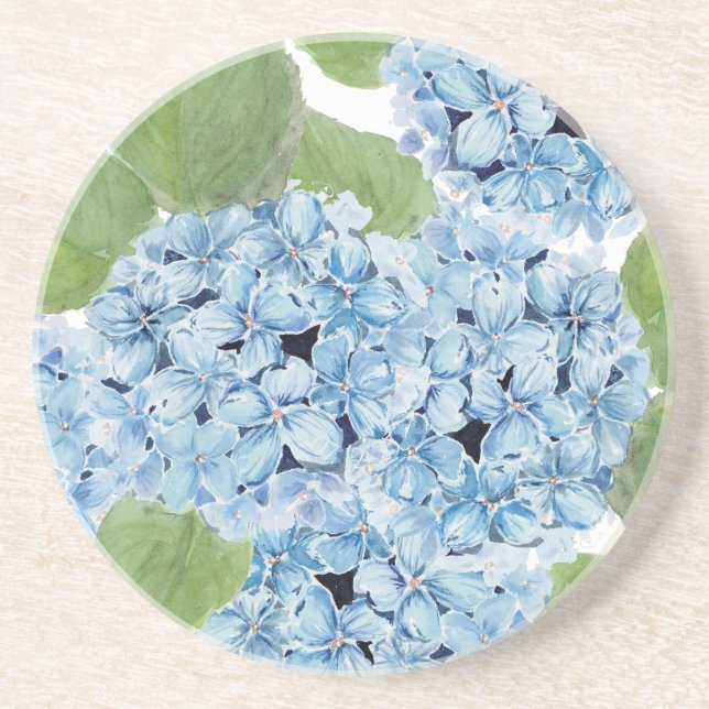 Elegant Watercolor Blue Hydrangea Getränkeuntersetzer (Vorne)