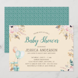 Elegant Watercolor Boho Baby Shower Einladung