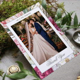 Elegant Watercolor Boho Floral Wedding Dankeskarte