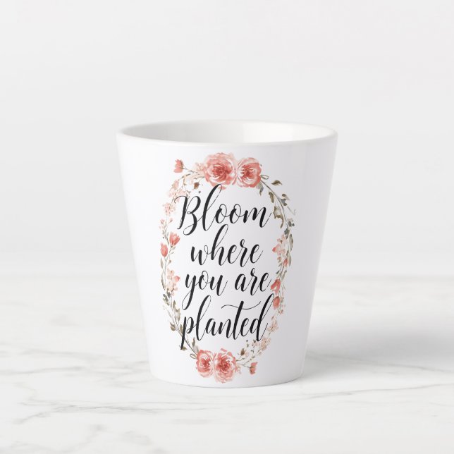 Elegant Watercolor Botanical Message Milchtasse (Vorderseite)