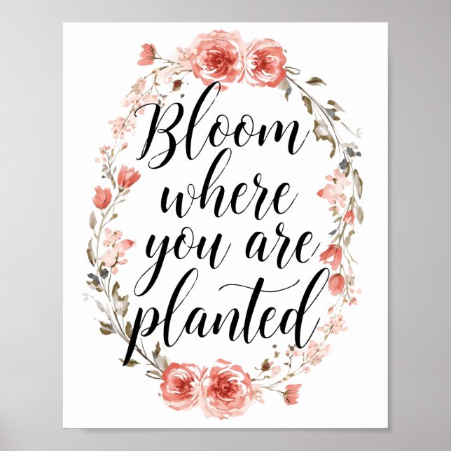 Elegant Watercolor Botanical Message Poster (Vorne)