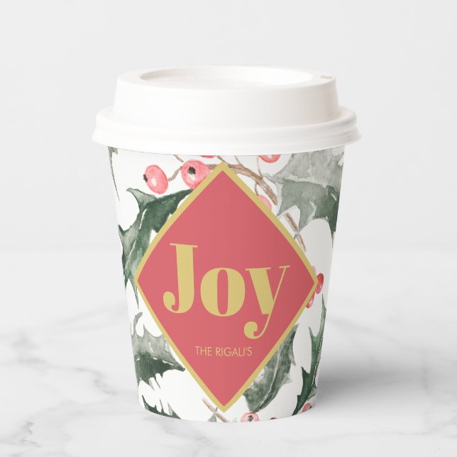 Elegant Watercolor Botanicals Christmas Pappbecher (Vorderseite)