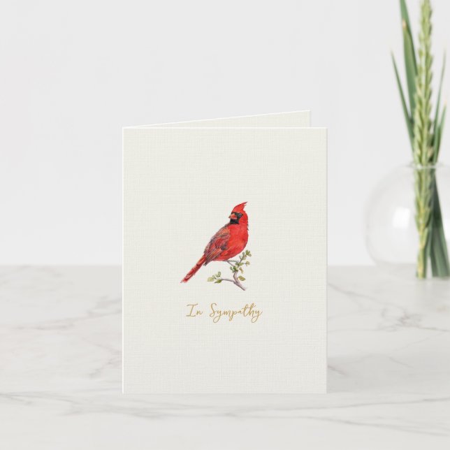 Elegant watercolor Cardinal bird Sympathy card Dankeskarte (Vorderseite)