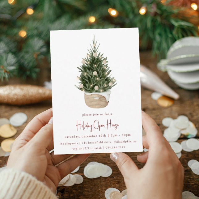 Elegant Watercolor Christmas Tree Holiday Party Einladung (Von Creator hochgeladen)