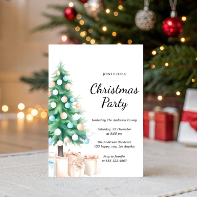 Elegant Watercolor Christmas Tree Party Invitation (Créateur téléchargé)