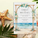 Elegant Watercolor Coastal Arch Beach Wedding Einladung<br><div class="desc">Elegant watercolor beach wedding invitation with a soft coastal arch and pretty floral accents. Perfect for seaside or destination weddings,  this design feels calm,  modern,  and romantic. Personalize with your names,  date,  and beach location to make it your own.</div>