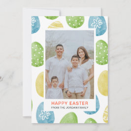 Elegant Watercolor Eggs Pattern Happy Easter Photo Feiertagskarte