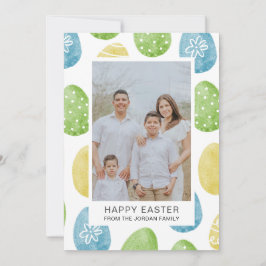 Elegant Watercolor Eggs Pattern Happy Easter Photo Feiertagskarte