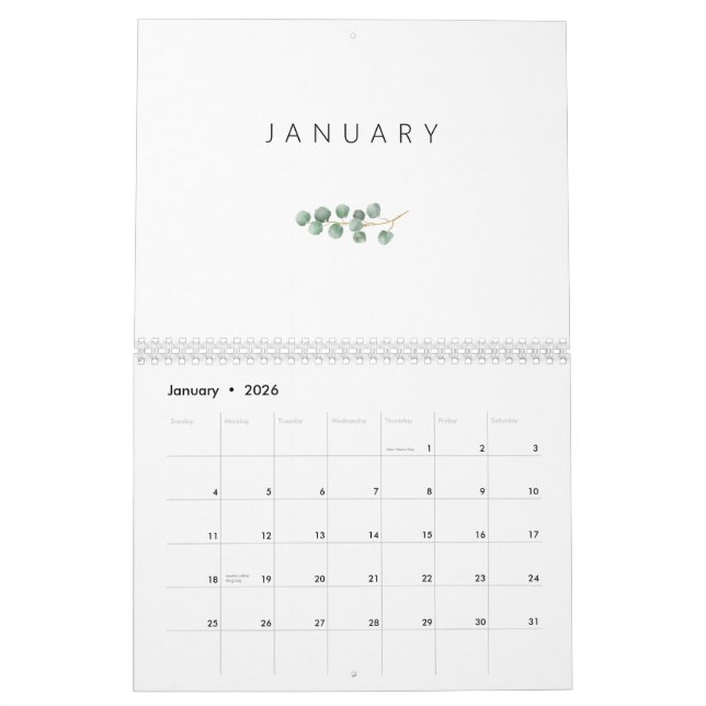 Elegant Watercolor Eucalyptus Kalender (Jan 2026)