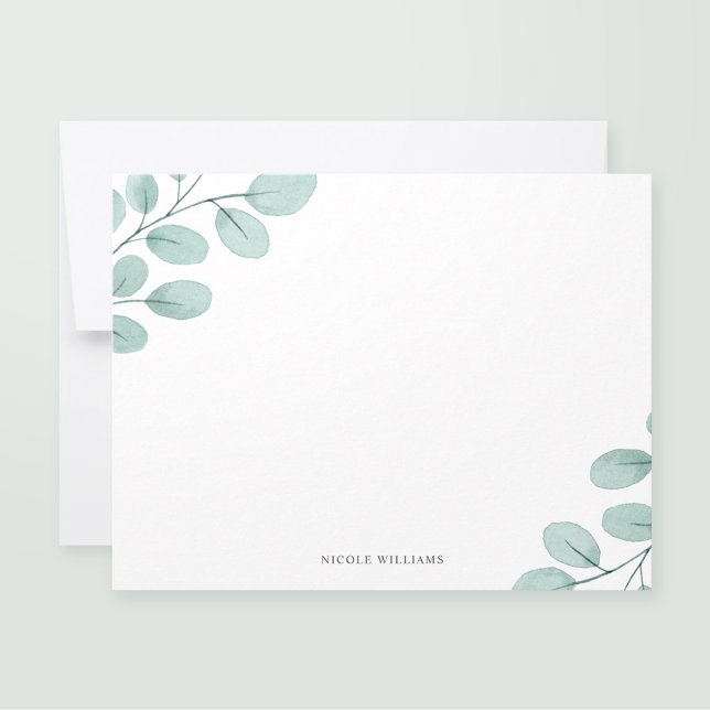 Elegant Watercolor Eucalyptus Stationery Mitteilungskarte (Von Creator hochgeladen)