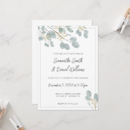 Elegant Watercolor Eucalyptus Wedding Einladung