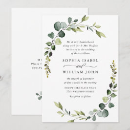 Elegant Watercolor Eukalyptus Greenerity Wedding Einladung