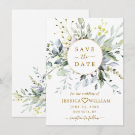 Elegant Watercolor Eukalyptus Greenerity Wedding Save The Date