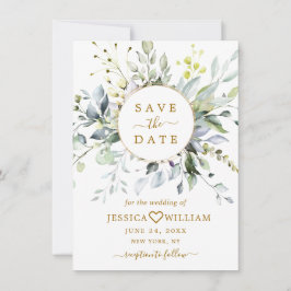 Elegant Watercolor Eukalyptus Greenerity Wedding Save The Date