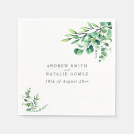 Elegant Watercolor Eukalyptus Greenerity Wedding Serviette