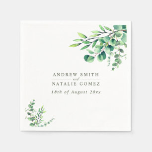 Elegant Watercolor Eukalyptus Greenerity Wedding Serviette