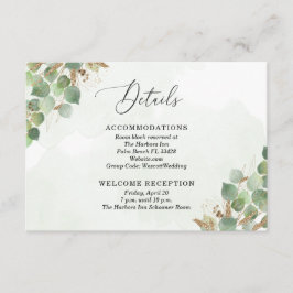 Elegant Watercolor Eukalyptus Greenery Gold Akzent Begleitkarte