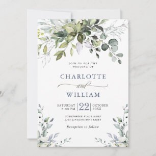 Elegant Watercolor Eukalyptus Greenery Wedding Inv Einladung