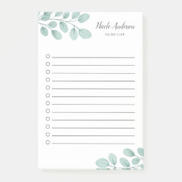 Elegant Watercolor Eukalyptus To-Do-List Post-it Klebezettel
