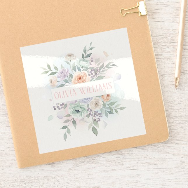 Elegant Watercolor Floral  Aufkleber (Notizbuch)