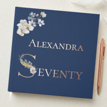 Elegant Watercolor Floral Navy 70th Birthday Rose