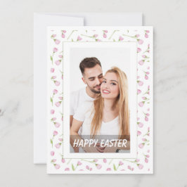 Elegant Watercolor Floral Photo Happy Easter  Feiertagskarte