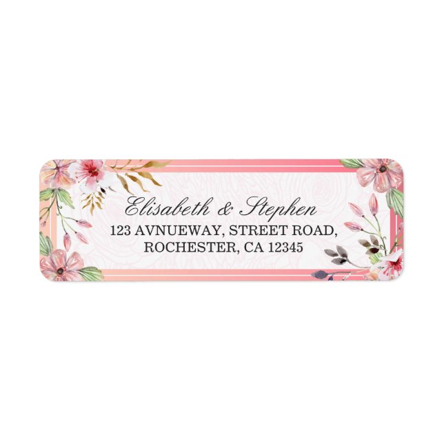 Elegant Watercolor Floral Script Wedding Address (Vorne)
