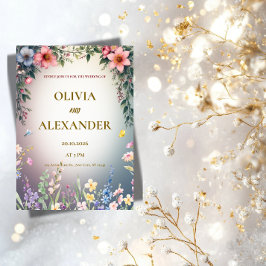 Elegant Watercolor Floral Wedding Invitation