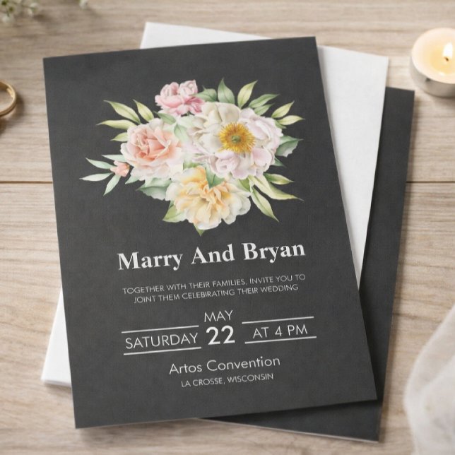 Elegant Watercolor Floral Wedding Invitation (Créateur téléchargé)
