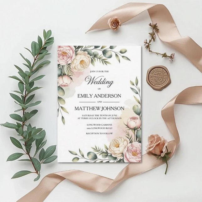Elegant Watercolor Floral Wedding Invitation (Créateur téléchargé)