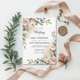 Elegant Watercolor Floral Wedding Invitation Einladung