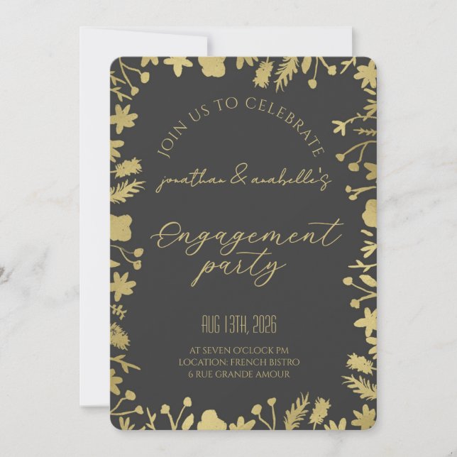 Elegant Watercolor Flower Engagement Celebration Einladung (Vorderseite)