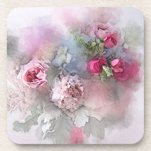 Elegant Watercolor Flowers Roses Bouquet Template Getränkeuntersetzer