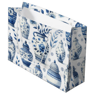 Elegant Watercolor Ginger Jars Pattern Große Geschenktüte