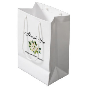Elegant Watercolor Green White Floral Vielen Dank Mittlere Geschenktüte