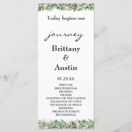 Elegant Watercolor Greenerity Wedding Programm